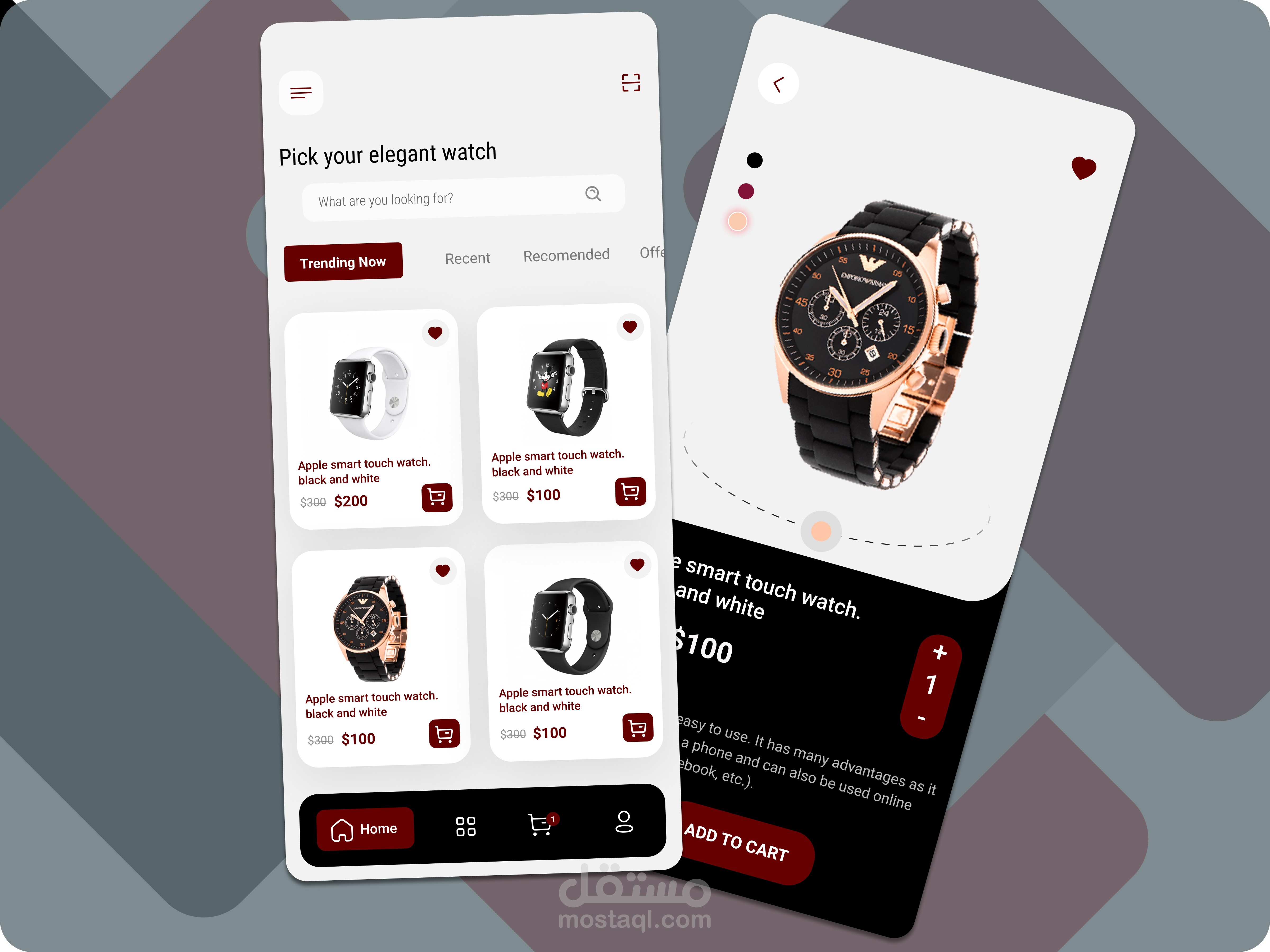 تطبيق لشراء الساعات.(UI/UX)