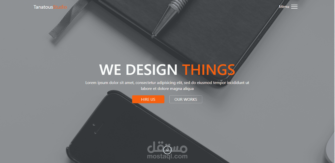 Landing page for designing company