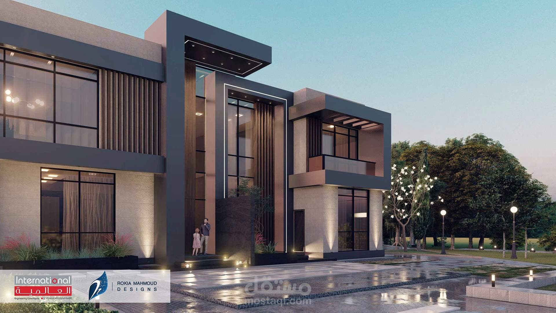 تصميم واجهات فيلا بنمط حديث Modern