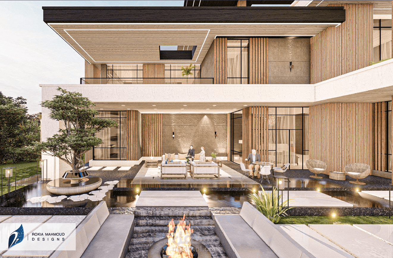 تصميم واجهات فيلا بنمط حداثي Contemporary