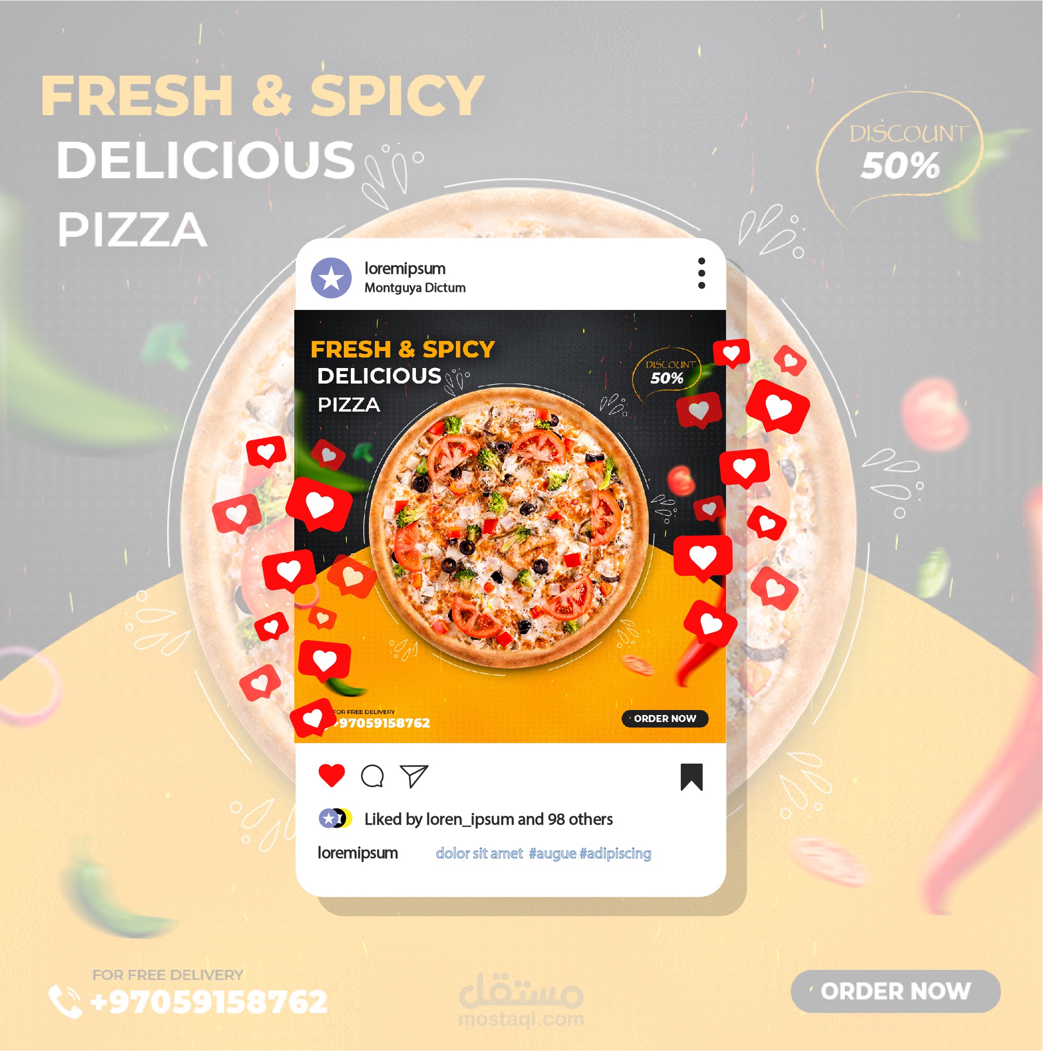 تصميم سوشل ميديا - اعلان بيتزا