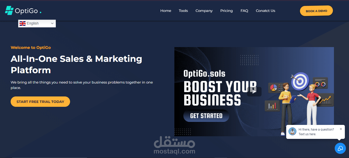 تصميم موقع خاص بمشروع Optigo