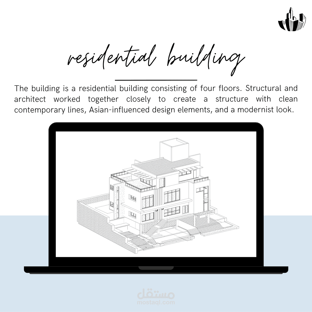 تصميم خارجي عمارة سكنية 4 طوابق