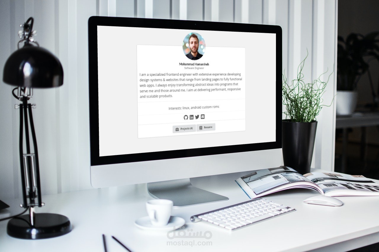 Personal Portfolio - موقع يعرض النبذة المختصرة, السيرة الذاتية و معرض الأعمال بطريقة احترافية
