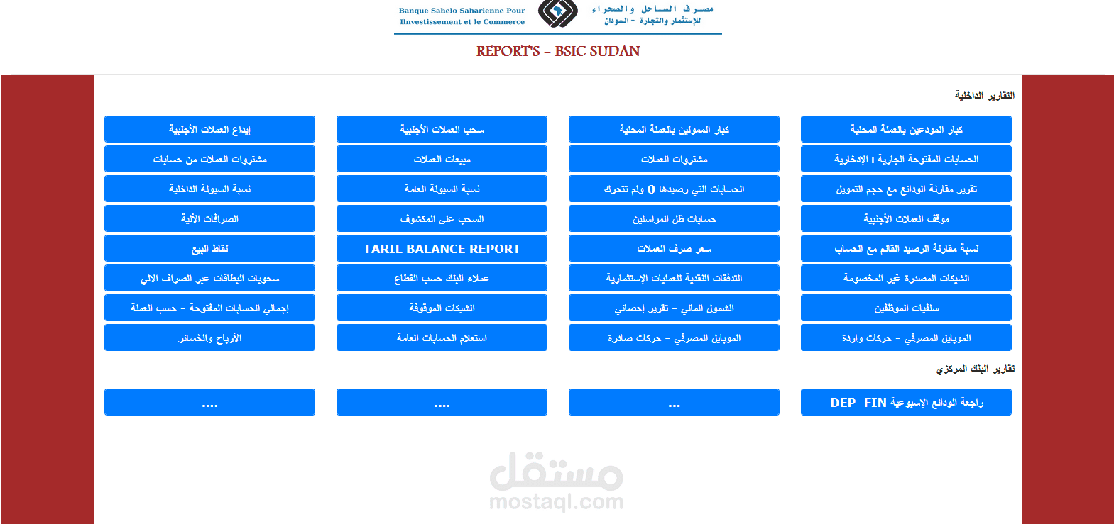 بوابة التقارير لمصرف الساحل والصحراء - السودان