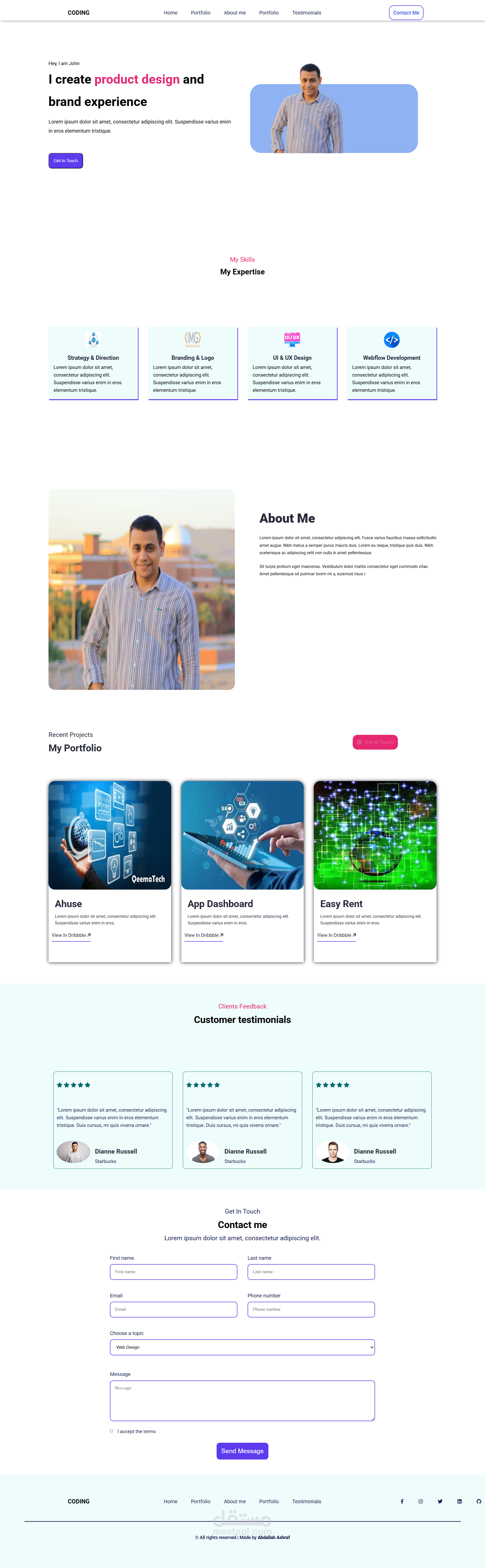 ? تصميم وبرمجة صفحة بورتفوليو شخصية (Portfolio)