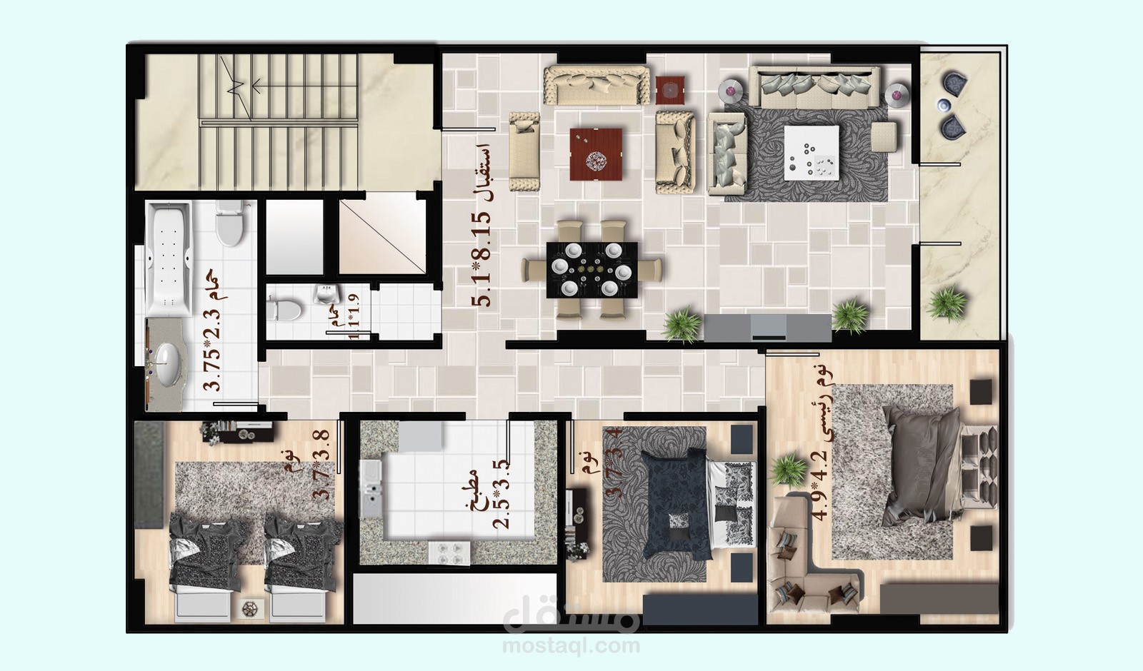 تصميم شقةو فرشها فوتوشوب