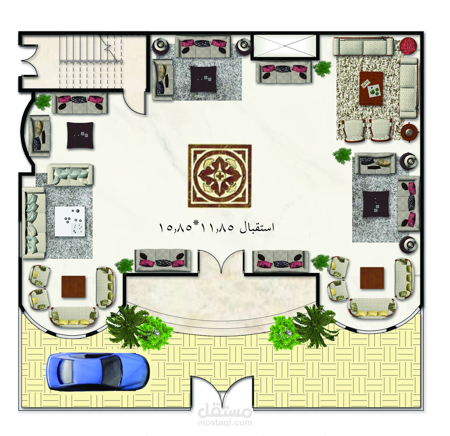 تصميم فيلا و فرشها بالفوتوشوب