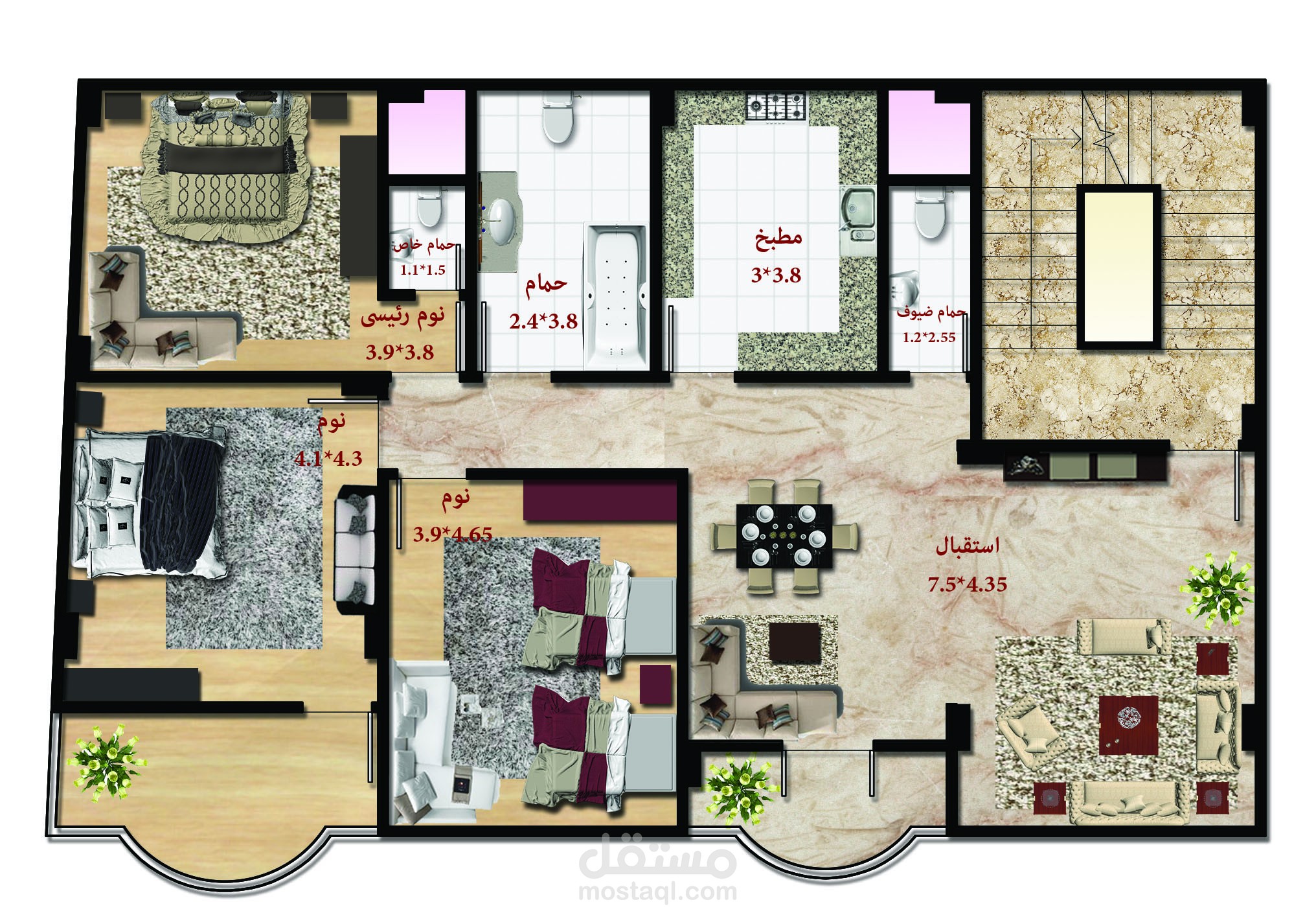 تصميم شقة و فرشها فوتوشوب