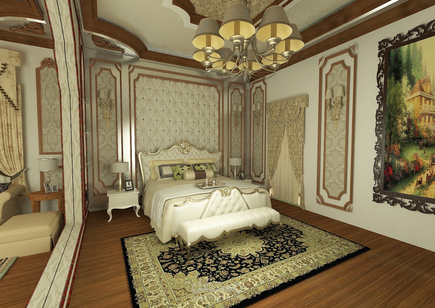 تصميم غرفة نوم رئيسية كلاسيك