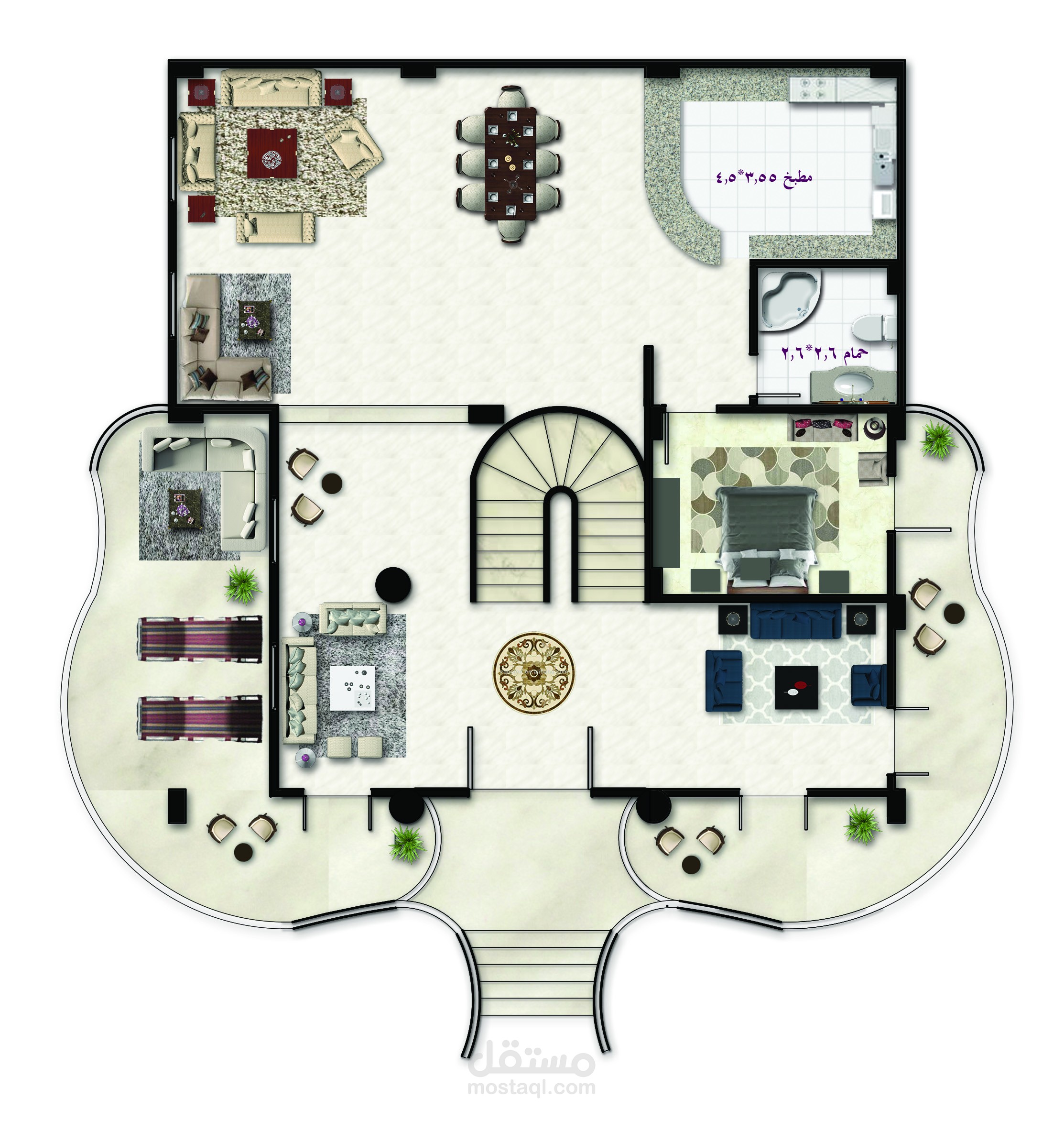 تصميم فيلا و فرشها فوتوشوب
