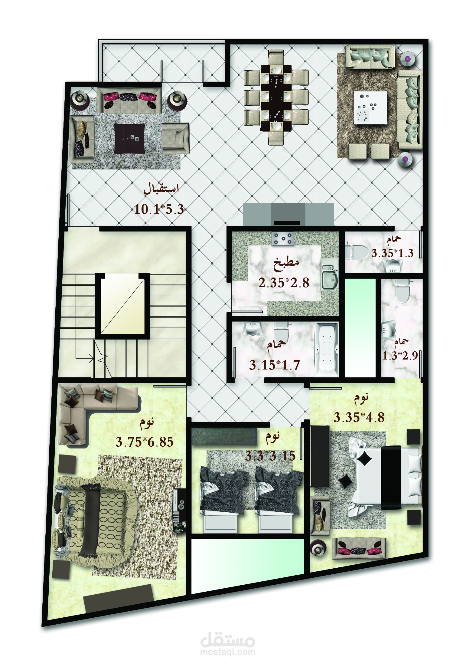 تصميم شقة و فرشها فوتوشوب