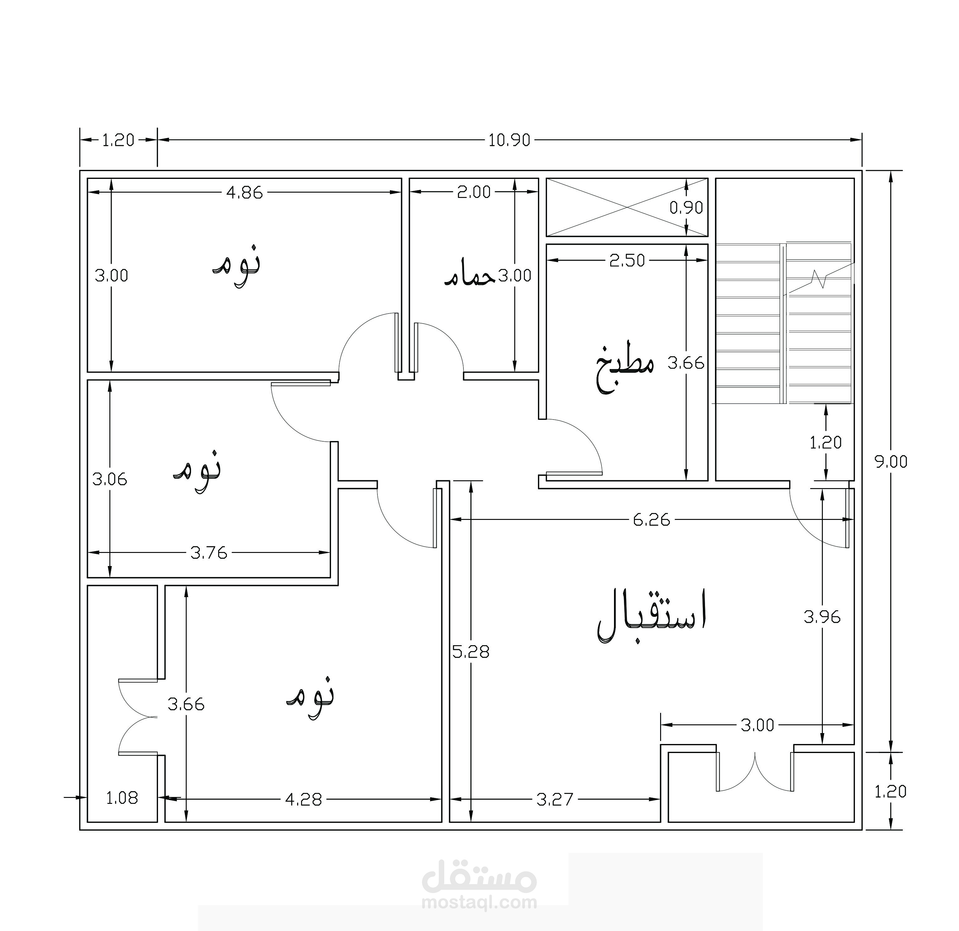 تصميم شقة اوتوكاد