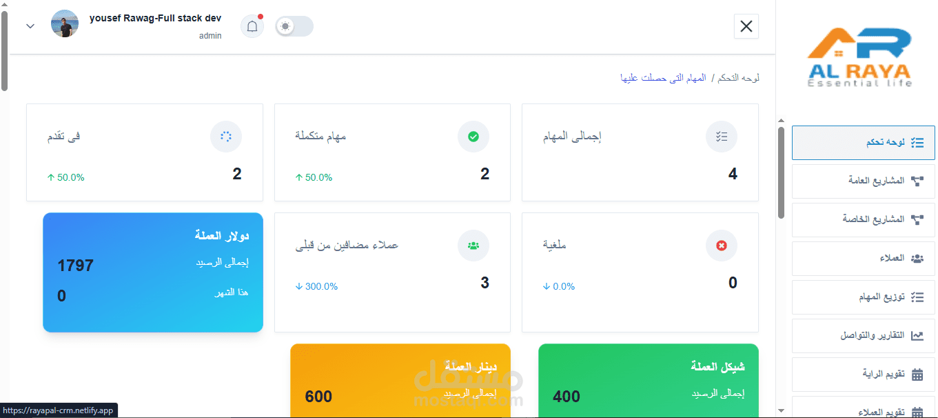 crm  لشركه لاداره المشاريع - فريق المبيعات - مهام - عملاء- اتوميشن واتساب- اتصلات العميل
