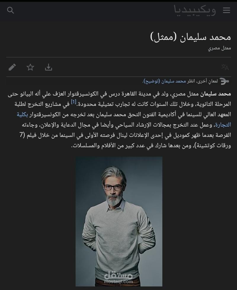 مقالة ويكيبيديا للفنان محمد سليمان