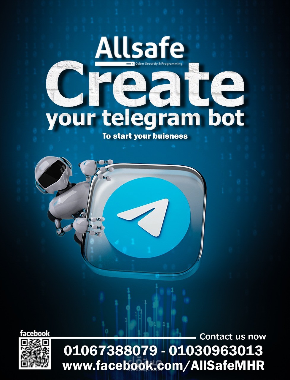 انشئ بوت تليجرام وخصصه بكل المهمات التي تريده ان يسويها