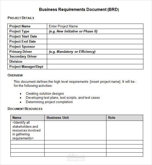 BRD Creation (Business Requirements Document for a Digital Product)