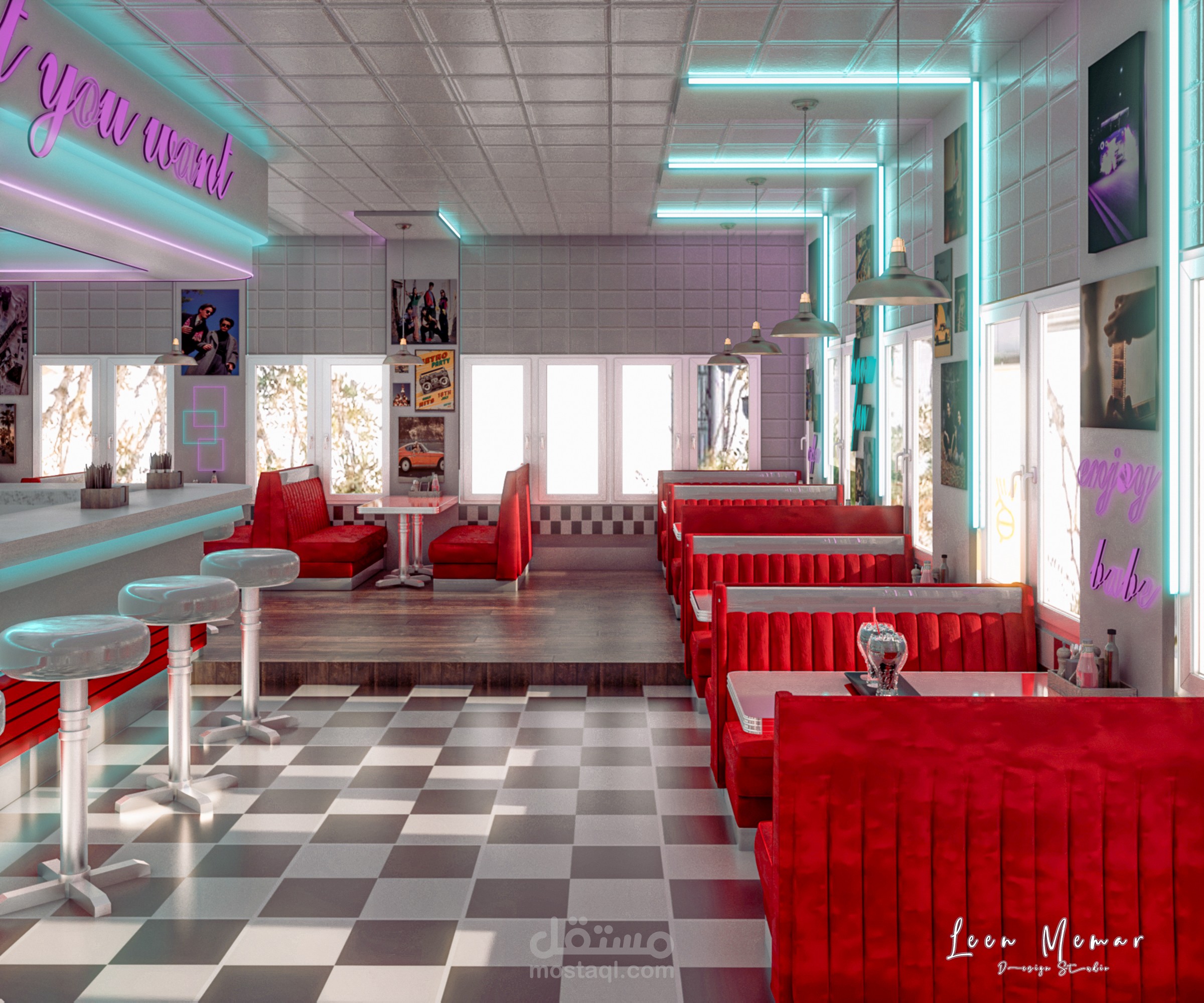 ■ café design with 90s style | تصميم كافيه بطراز التسعيني ■