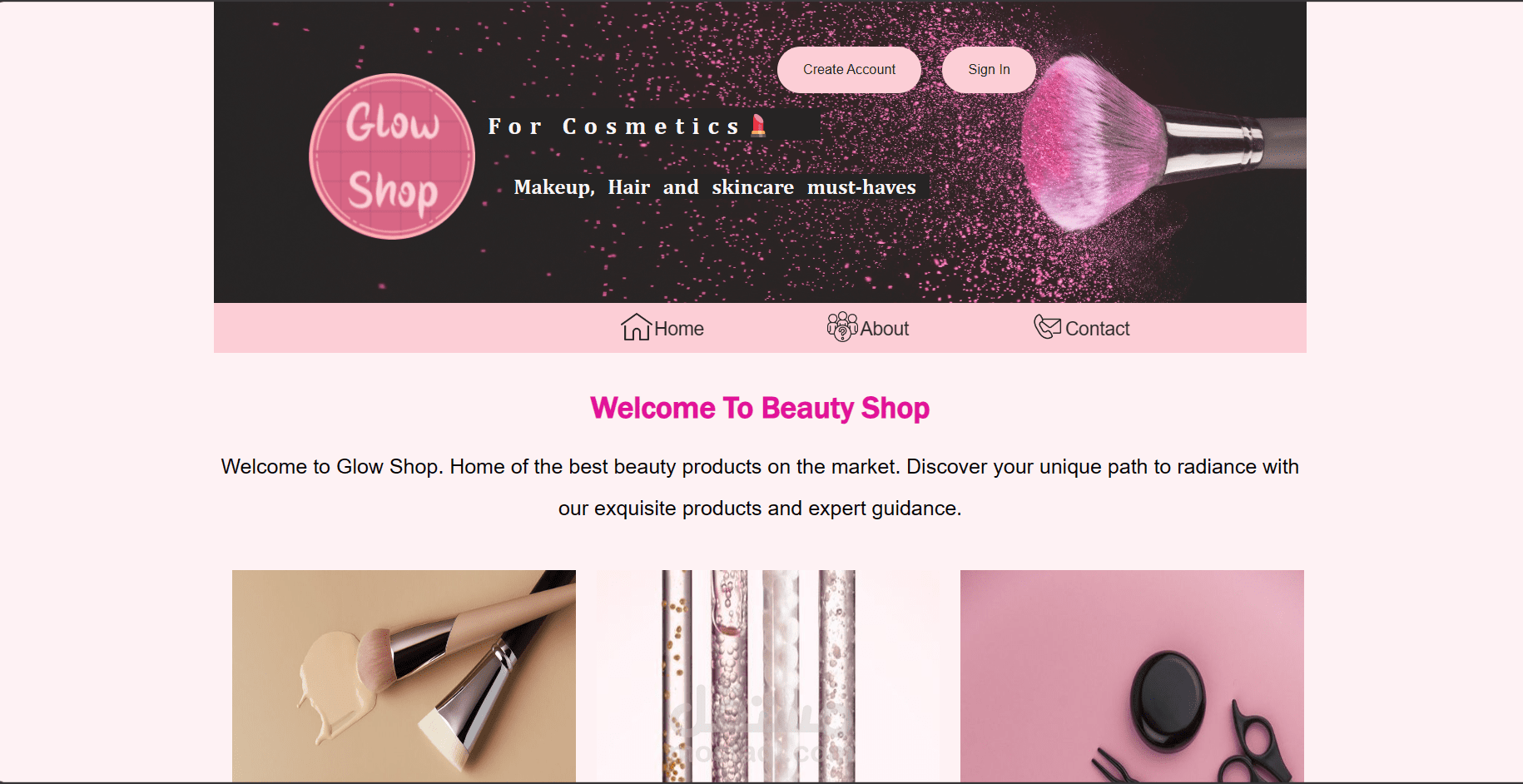 Glow Shop For Cosmetics website