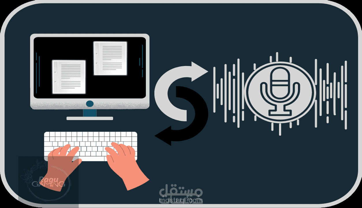 تفريغ صوتى و فيديوهات لنص كتابه من اللغه الإنجليزيه