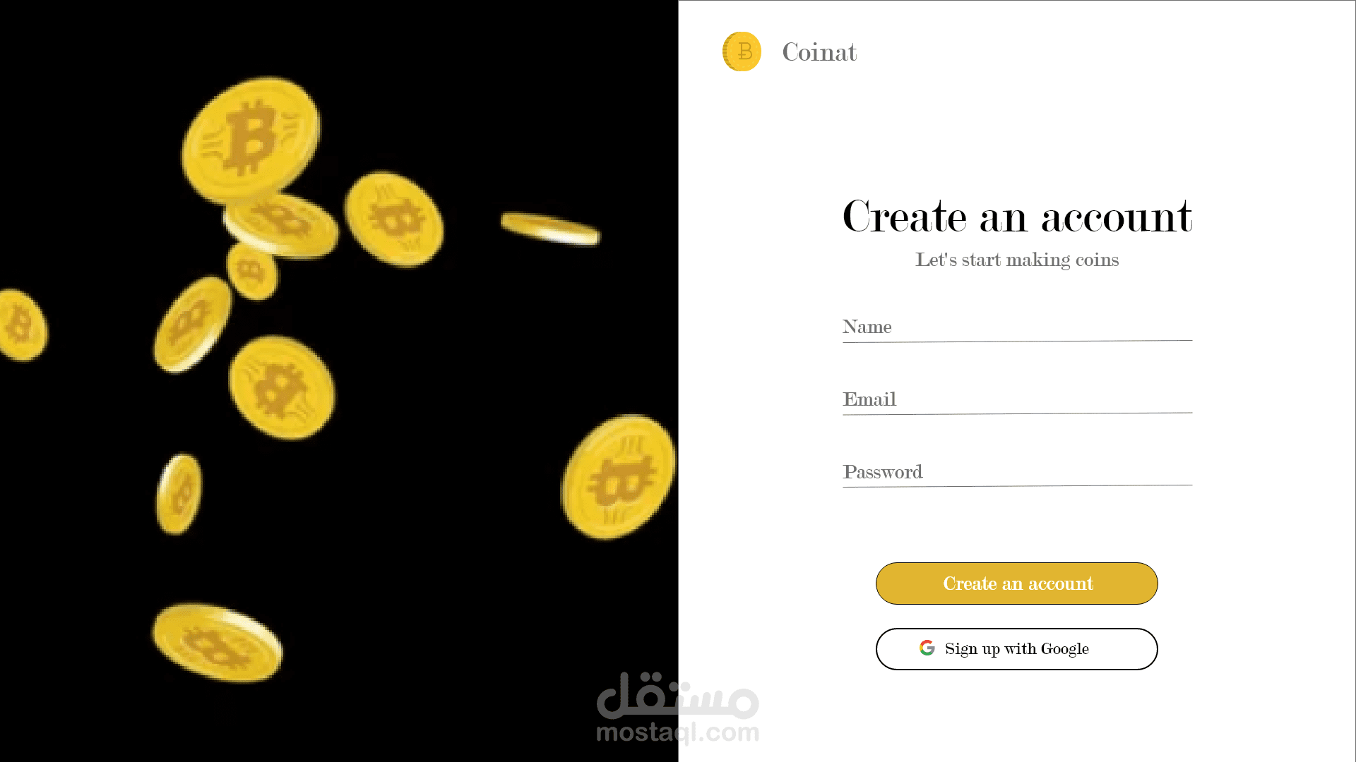 تصميم صفحة إنشاء محتوي لموقع BitCoin