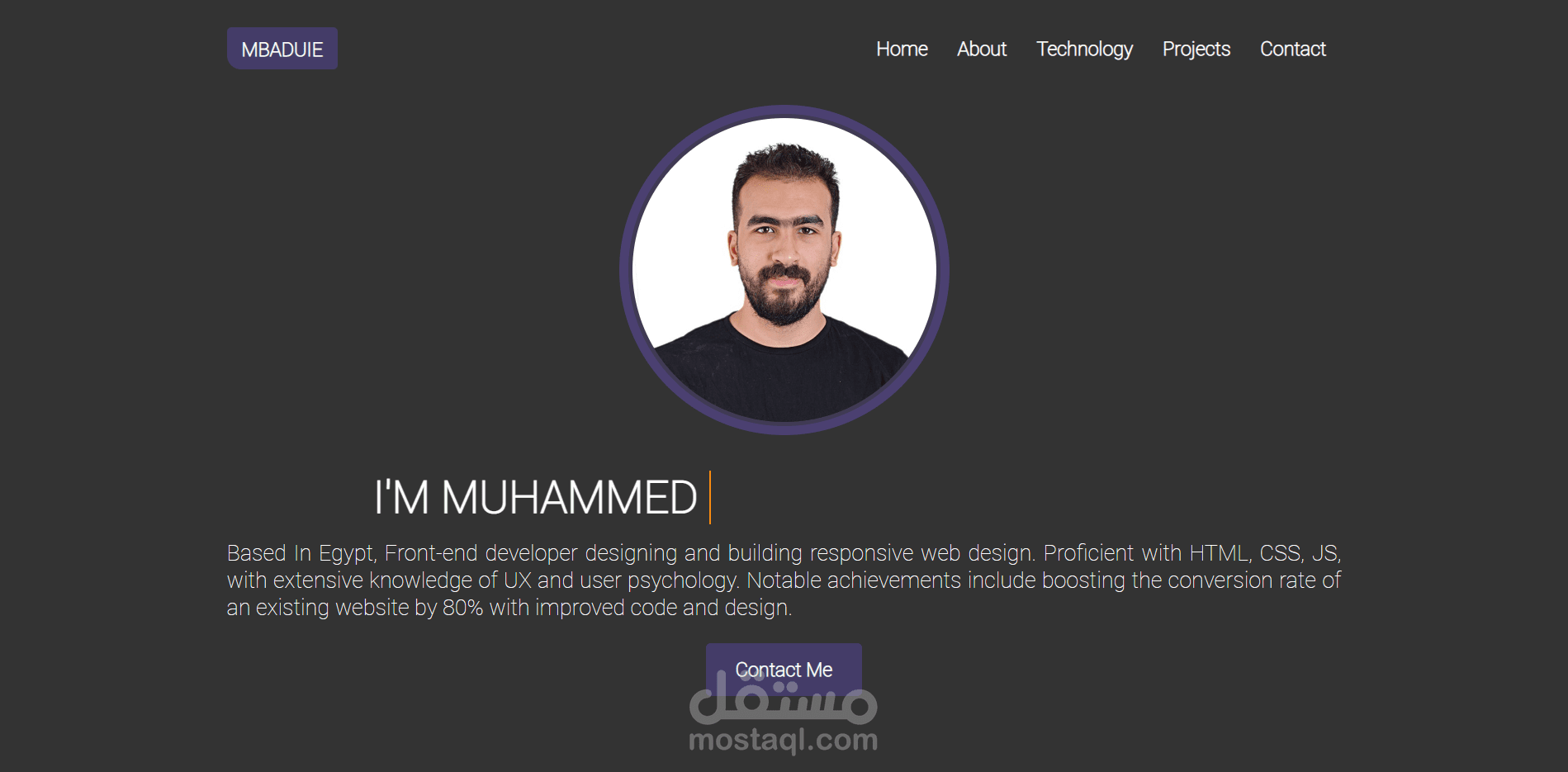 صفحة شخصية(Portfolio Page)