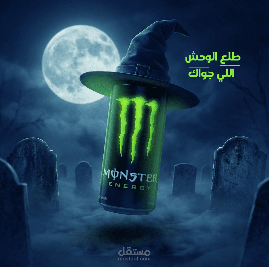 تصميم سوشيال ميديا لمشروب الطاقة مونستر