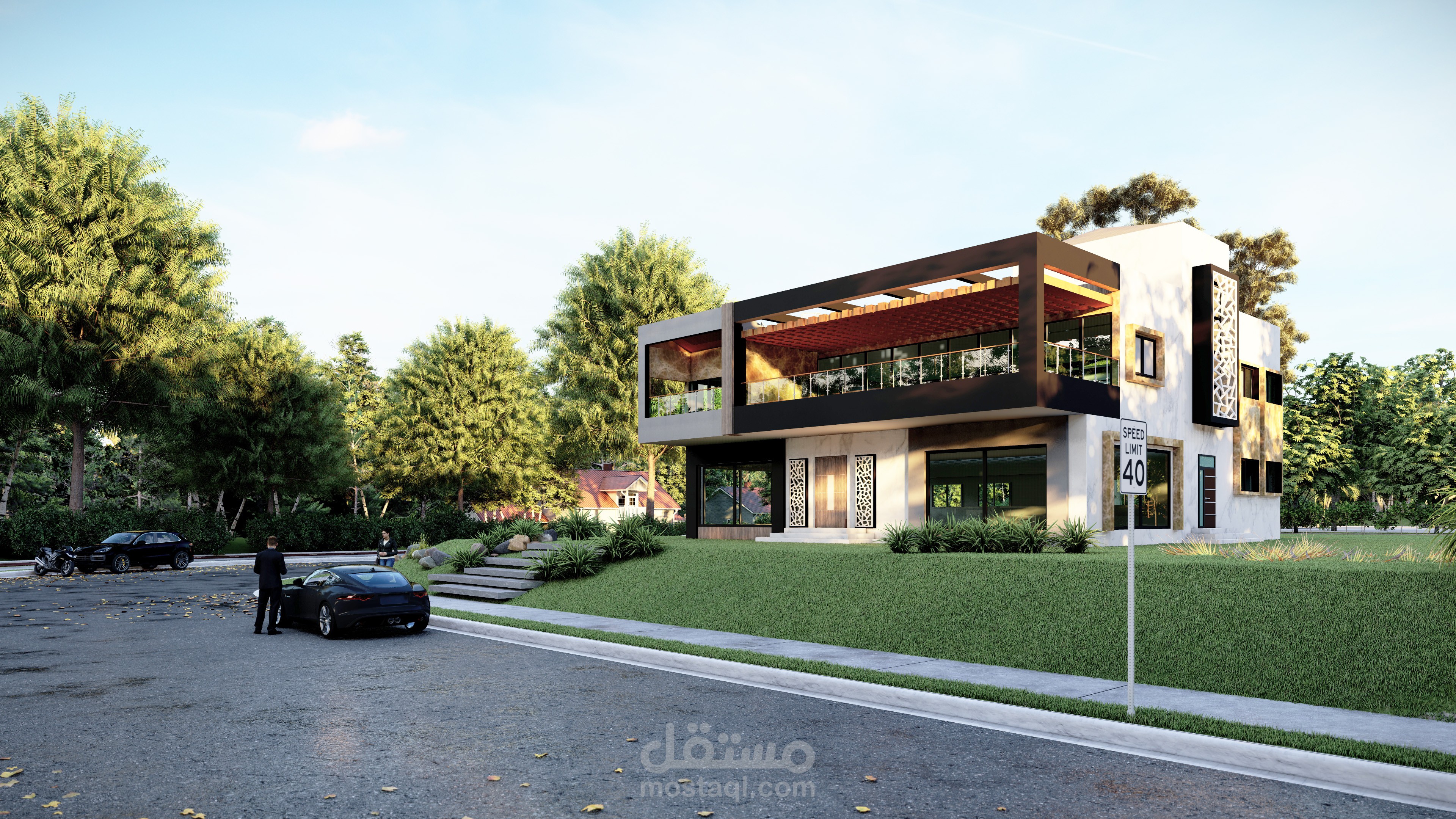 تصميم فيلا على الطراز الحديث