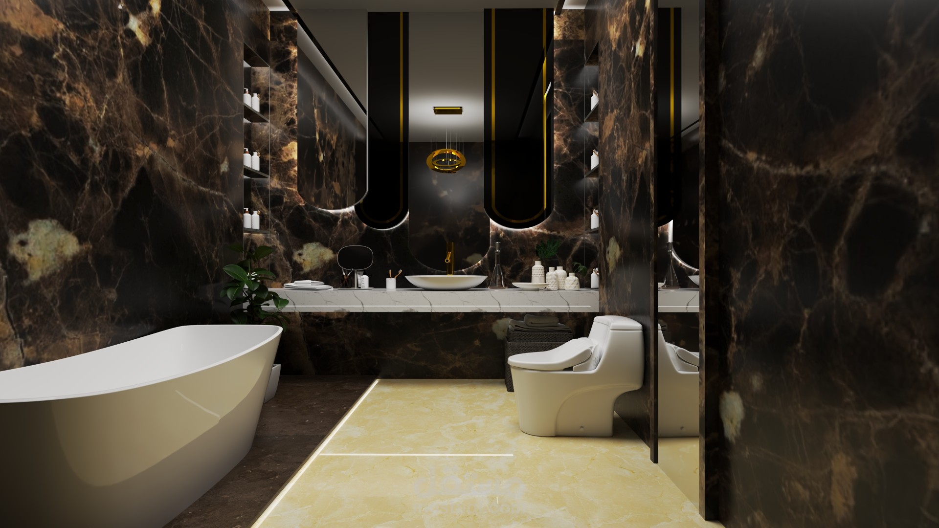 تصميم حمام على الطراز الحديث