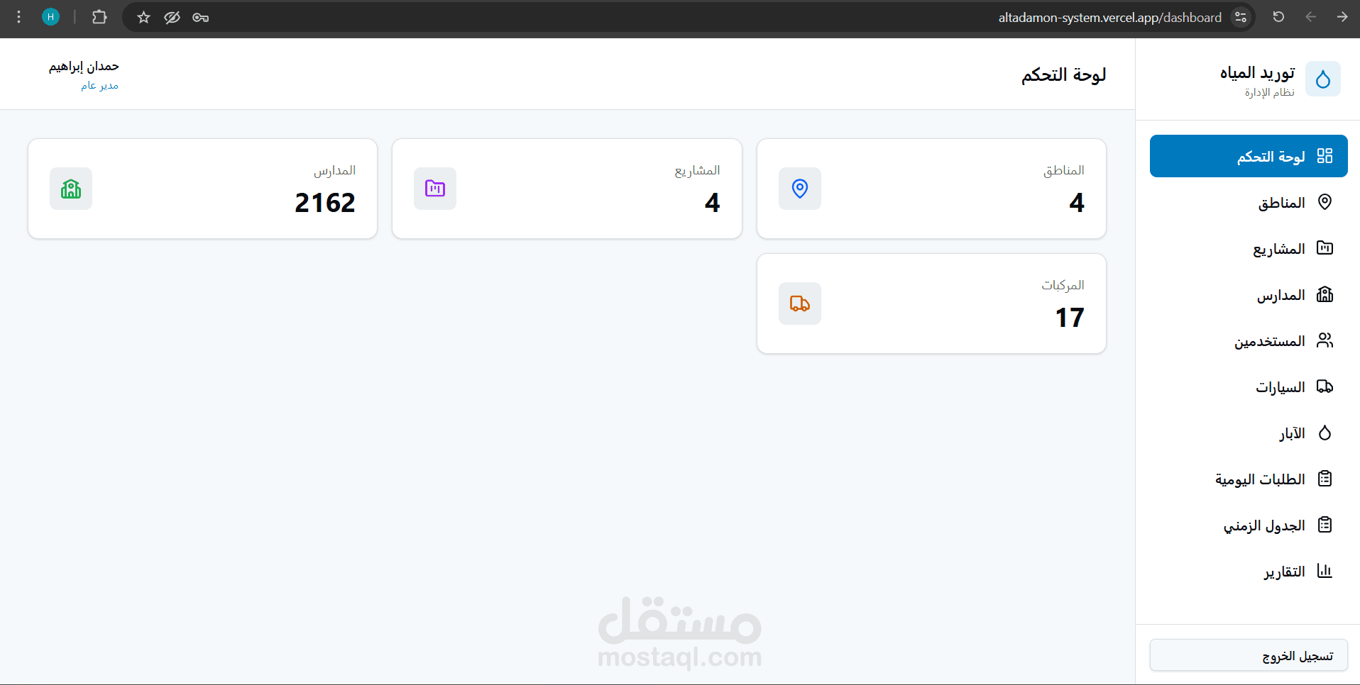 مشروع ادارة توريد مياه ونزح صرف صحي للمدارس