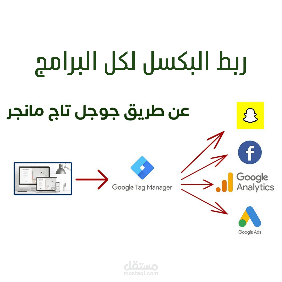 ربط البكسل لجميع البرامج عبر قوقل تاق مانجر