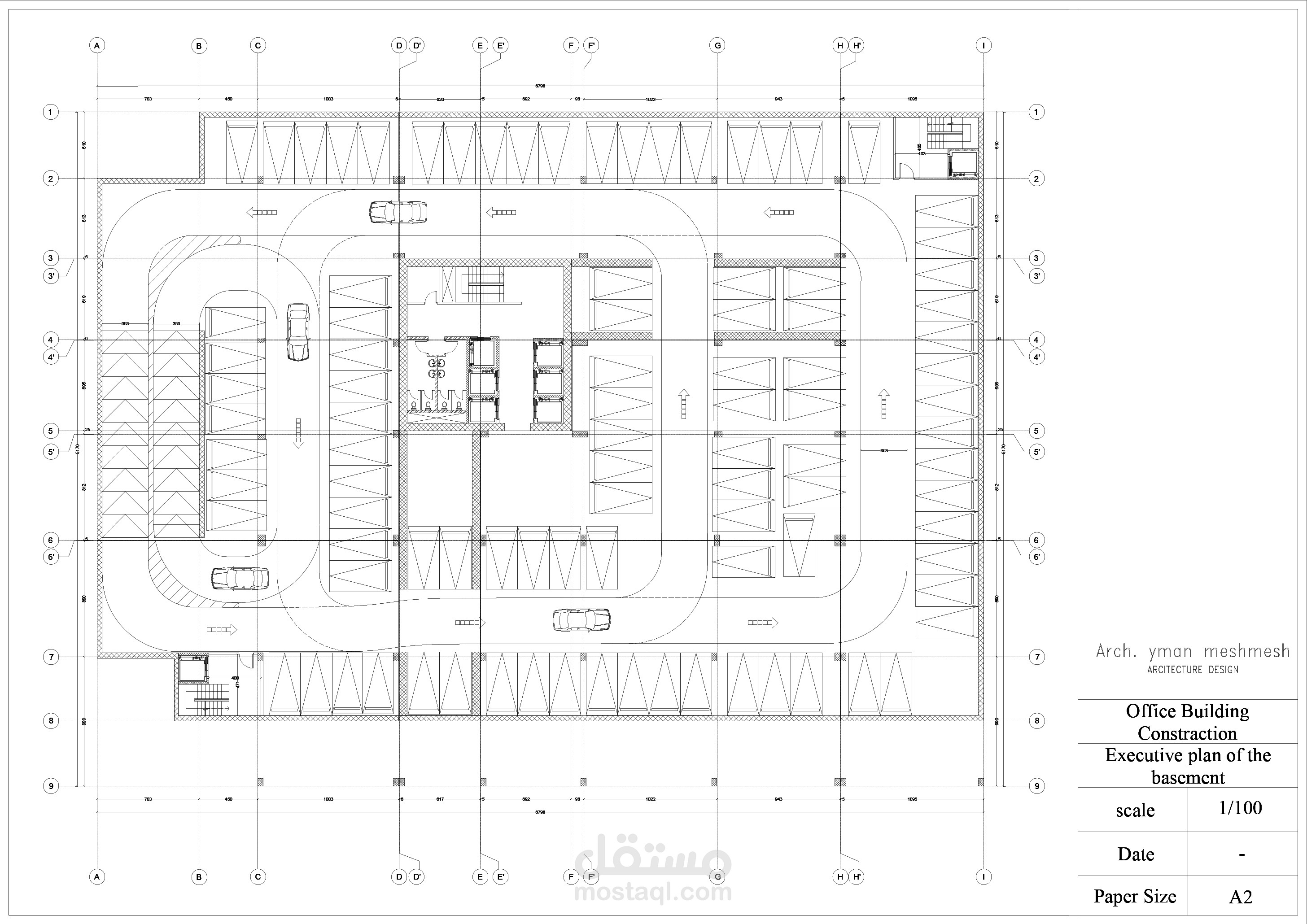 مخططات اوتوكاد إنشائية لبرج مكاتب