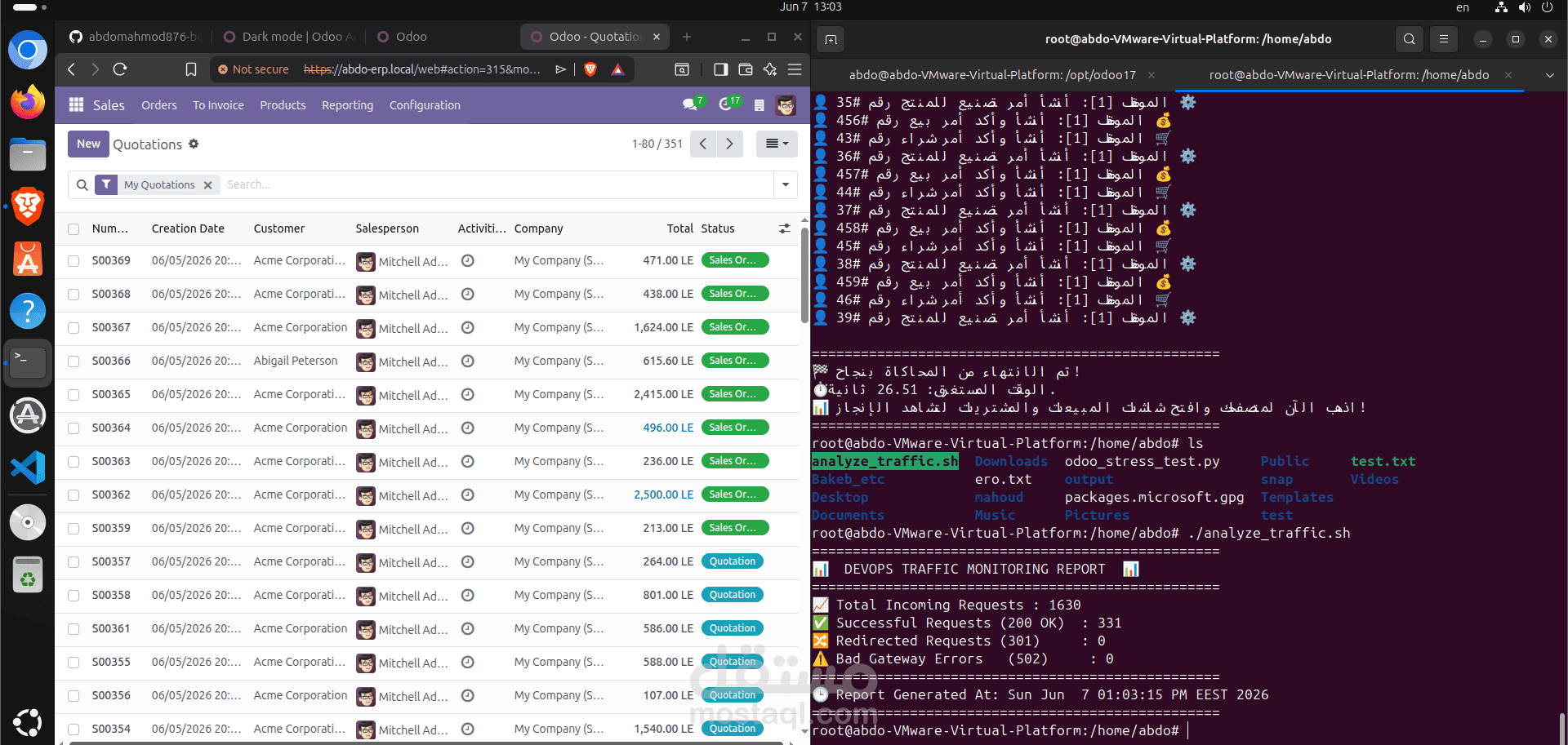 إعداد وتأمين نظام Odoo 17 ERP على سيرفر Linux مع اختبارات أحمال متقدمة