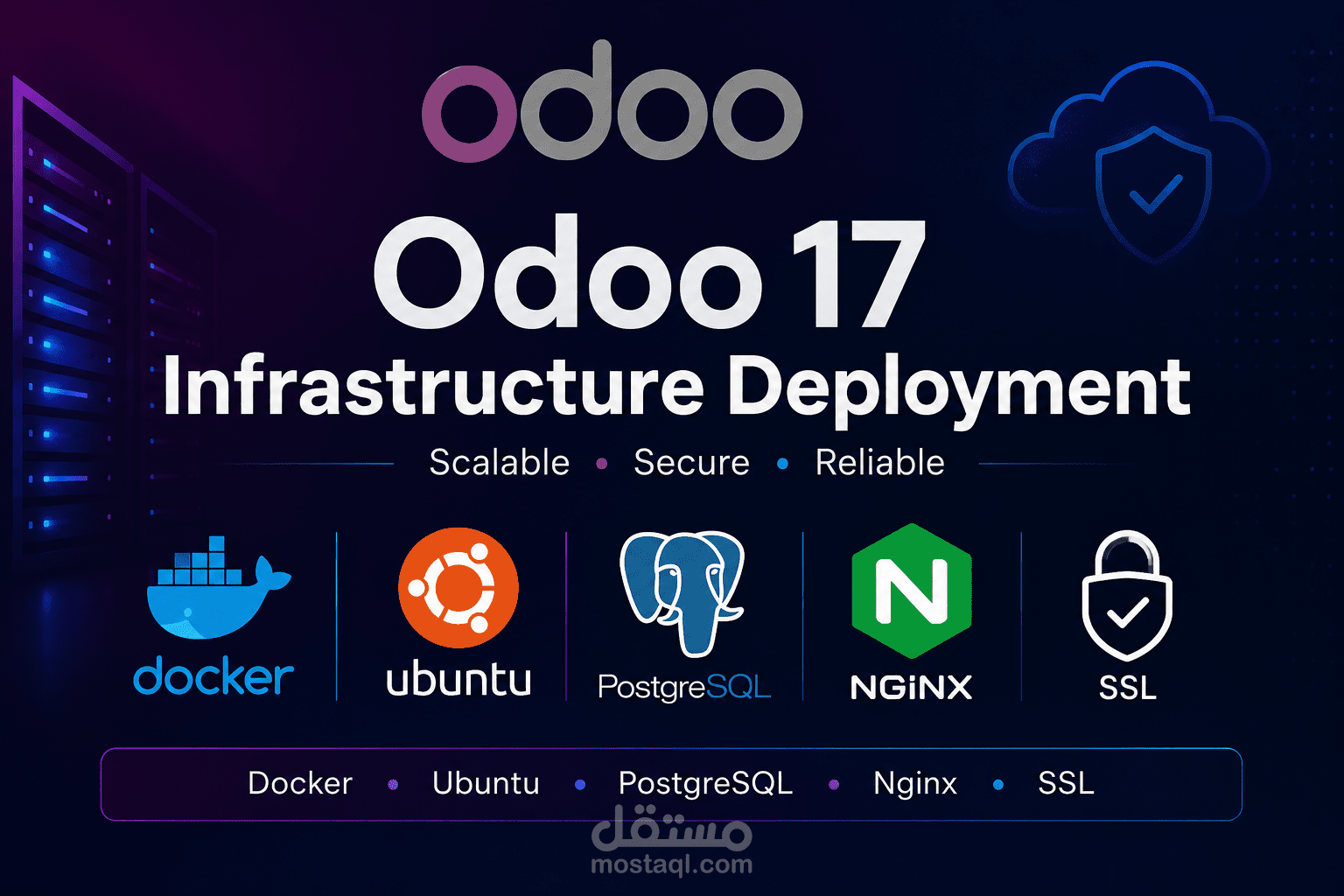 إعداد وتشغيل نظام Odoo 17 على Ubuntu Server باستخدام Docker وNginx وPostgreSQL