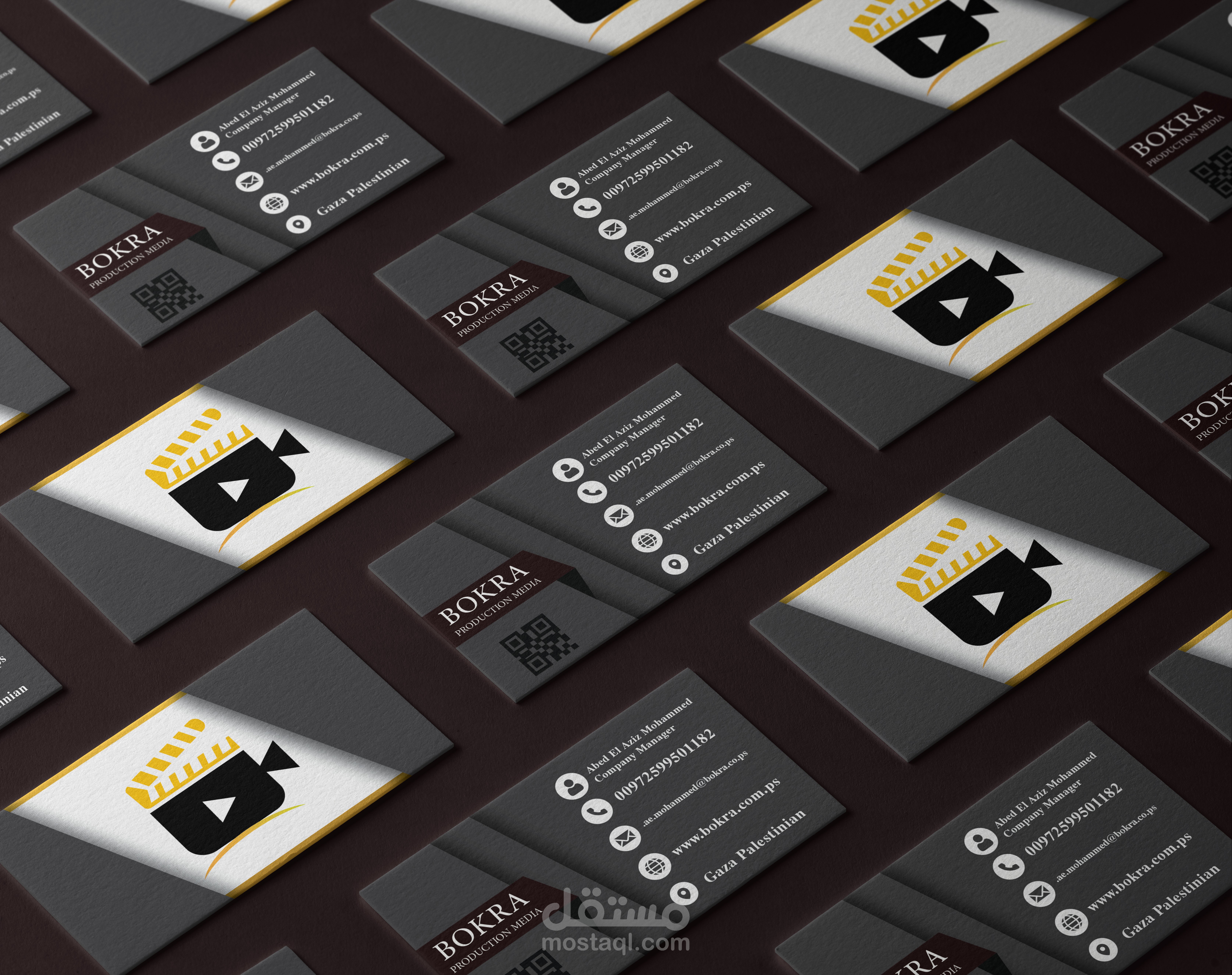تصميم شعار وبطاقة أعمال احترافية لشركة Bokra Production Media