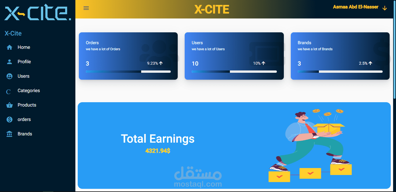 X-Cite Admin dashboard