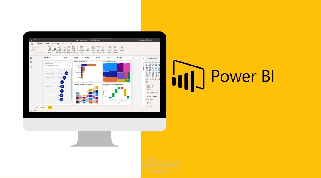 انشاء تقرير ولوحات تفاعلية على (Microsoft power bi)