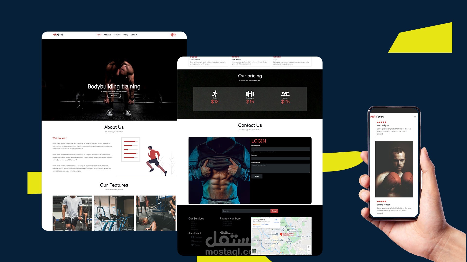 تصميم موقع تعريفى لصالة رياضة
