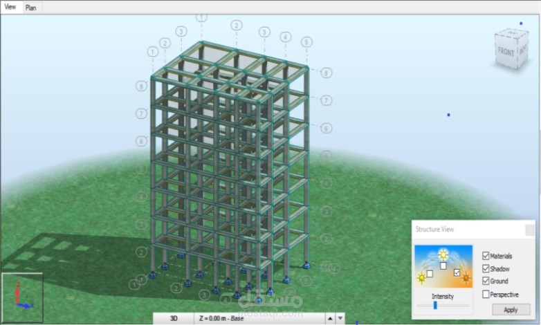 نمذجة 3D و تصميم انشائي لمبنى سكني مكون من 7 طوابق