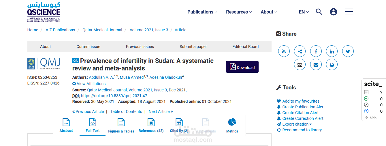 Prevalence of infertility in Sudan: A systematic review and meta-analysis