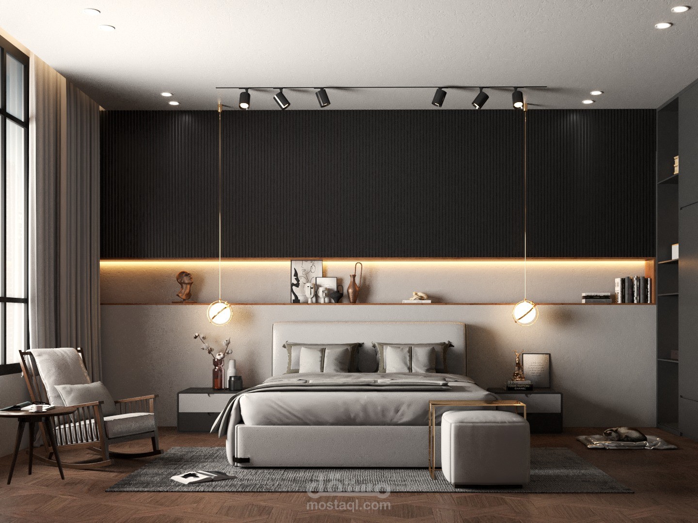 تصميم داخلي لغرفة نوم رئيسية