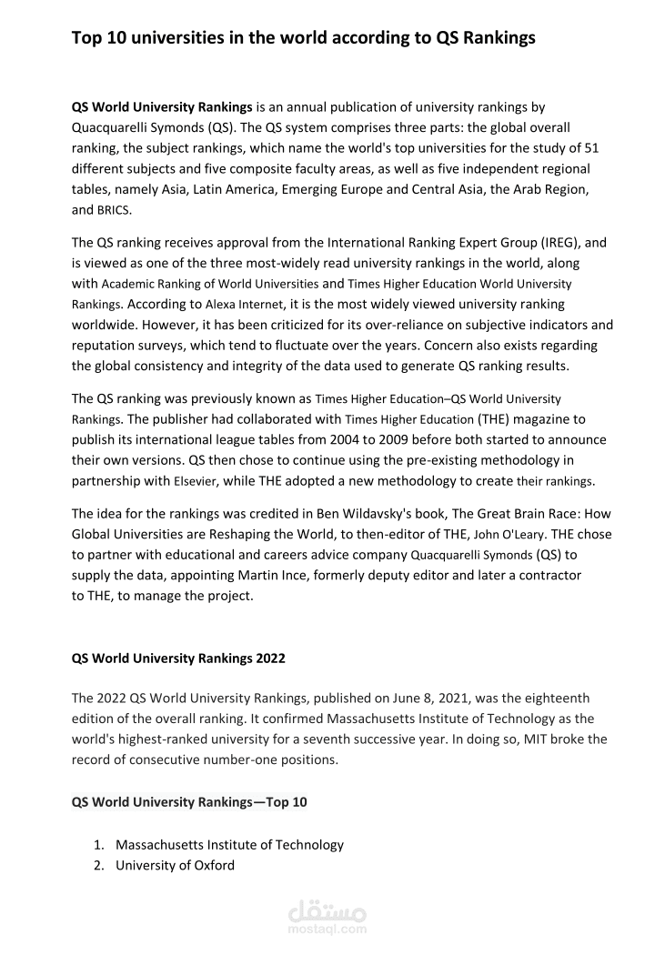 Top 10 universities in the world