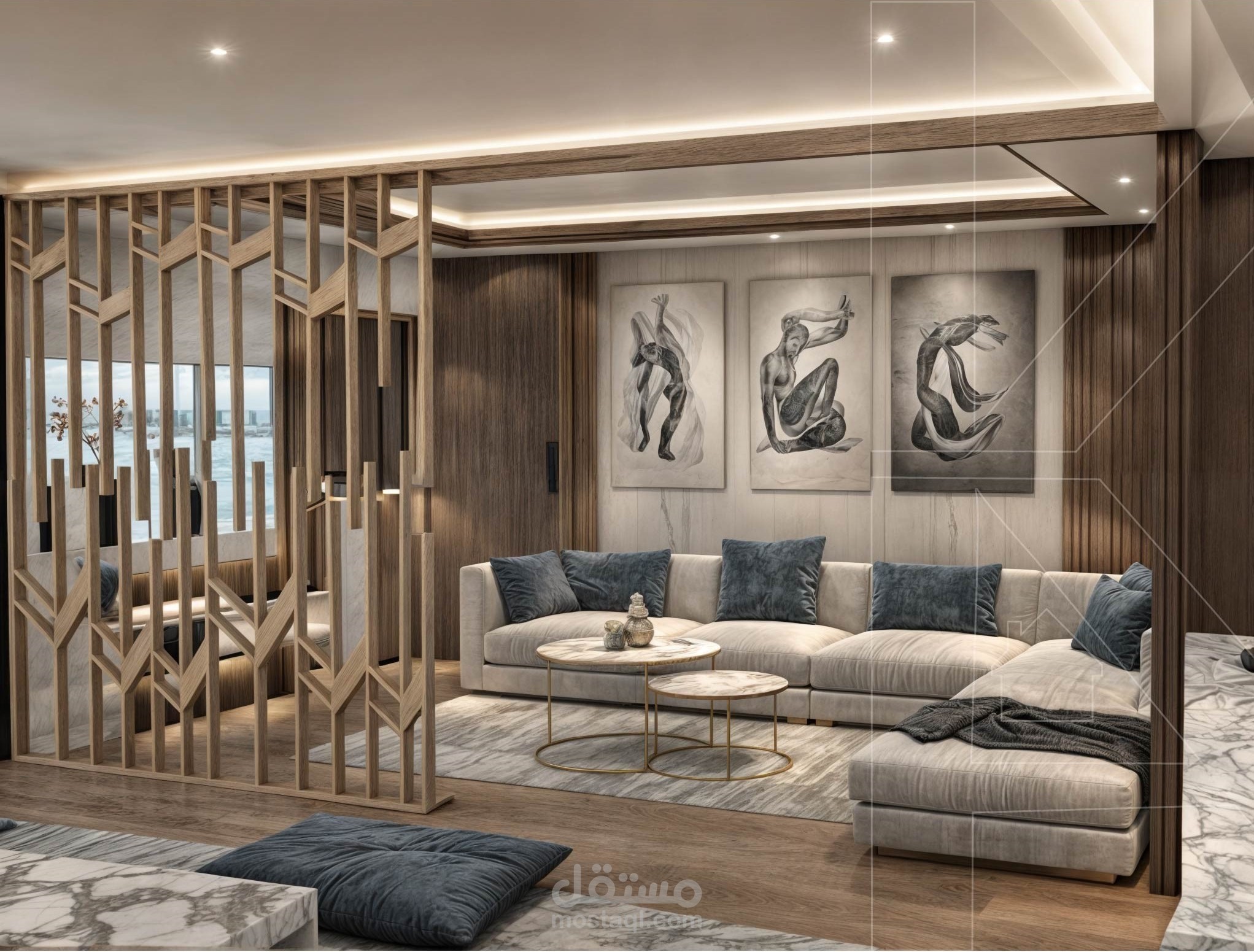 تصميم داخلي لصالة معيشة