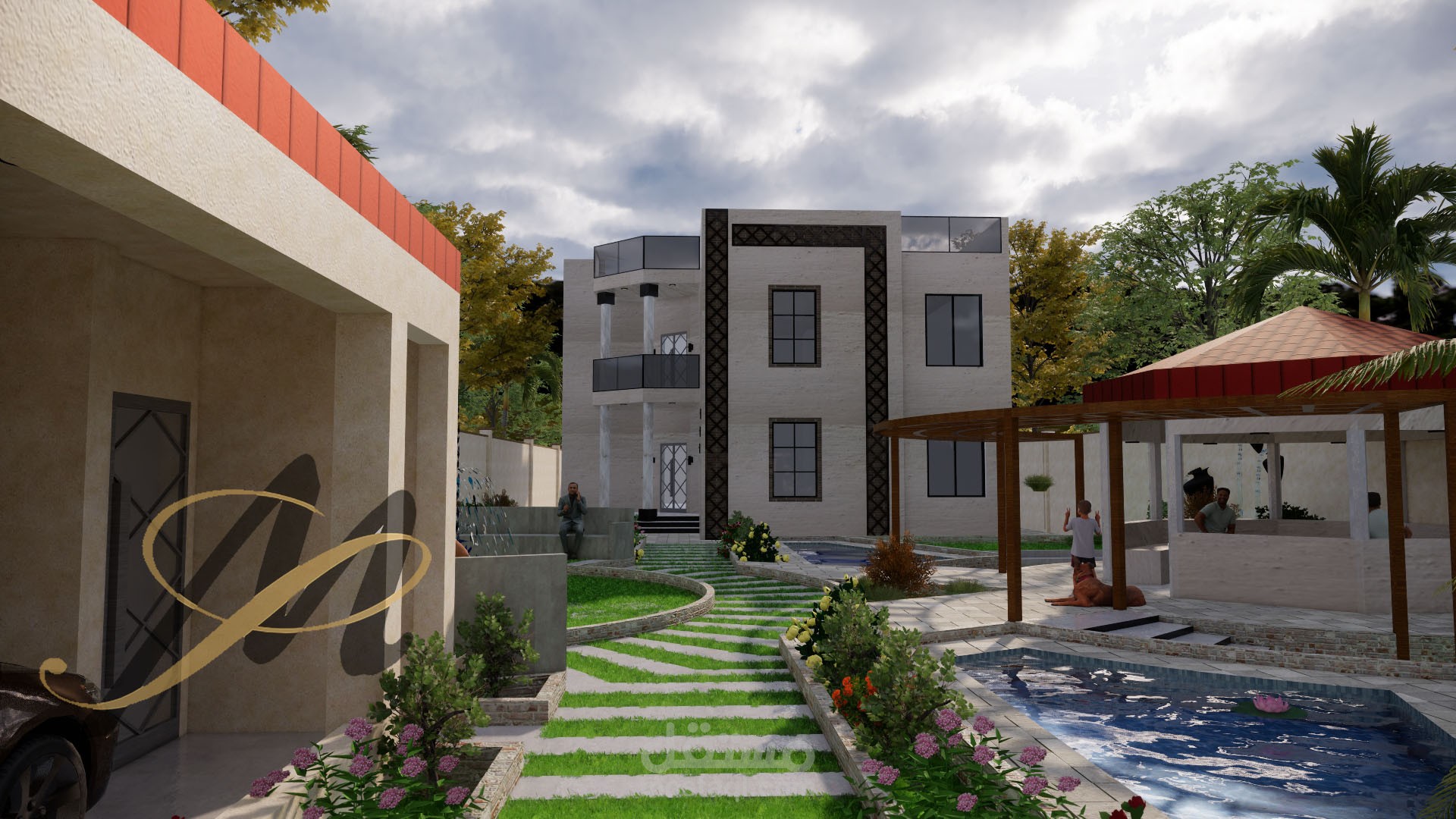 تصميم حديقة منزل خلفية