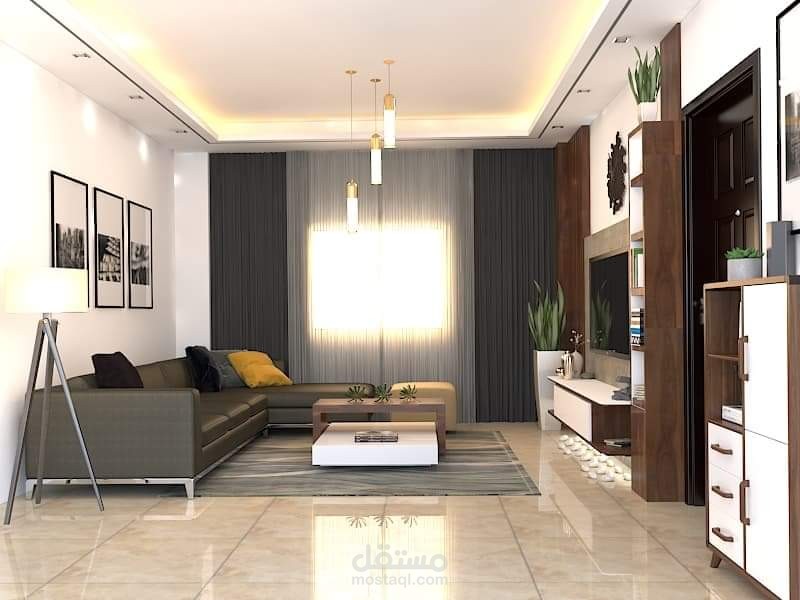 تصميم مطبخ + معيشه