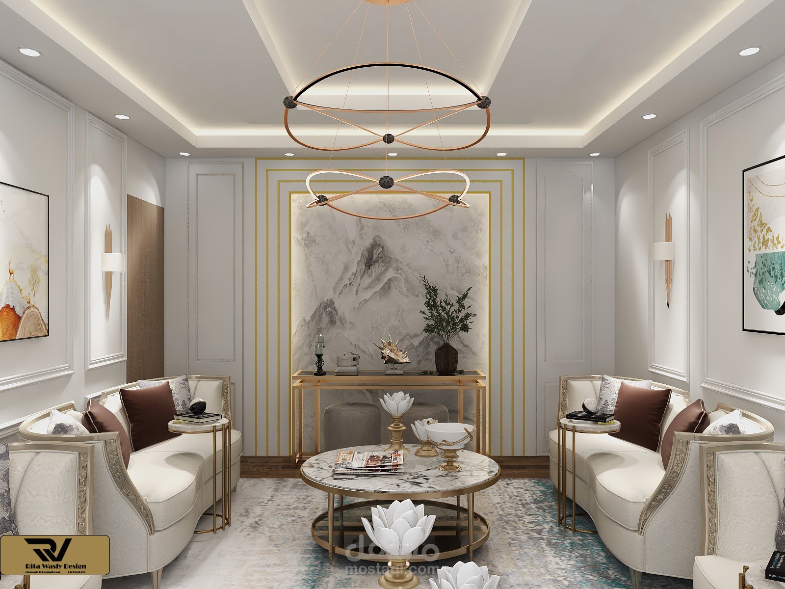 تصميم داخلى لغرفة استقبال بالسعودية