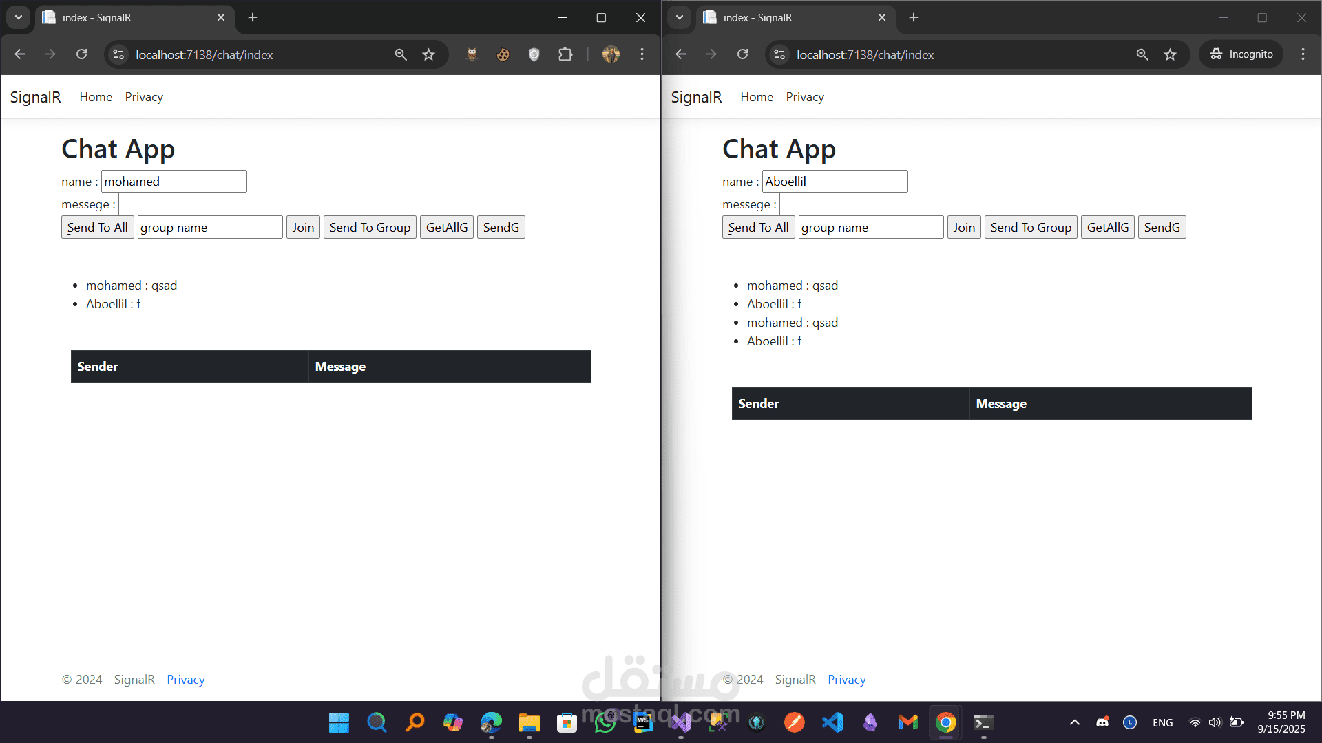 Real-Time Chat Application – ASP.NET Core & SignalR