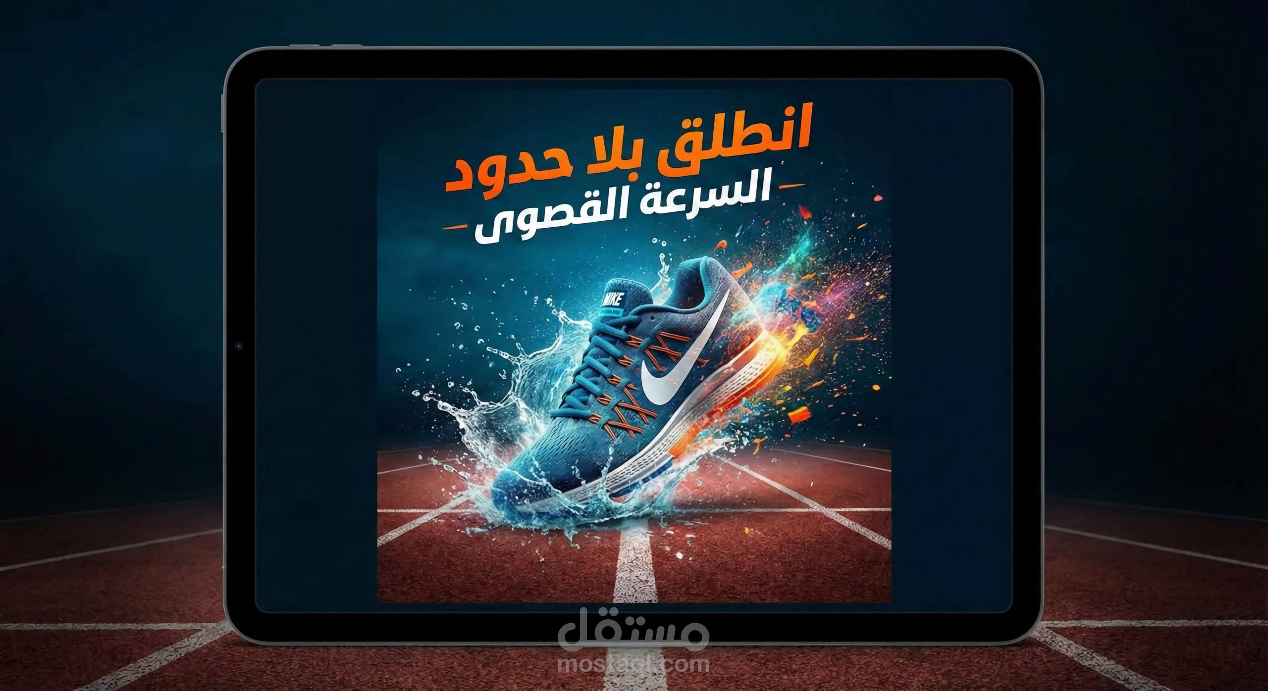 تصميم إعلان أحذية رياضية - رسالة التحرر والتحدي