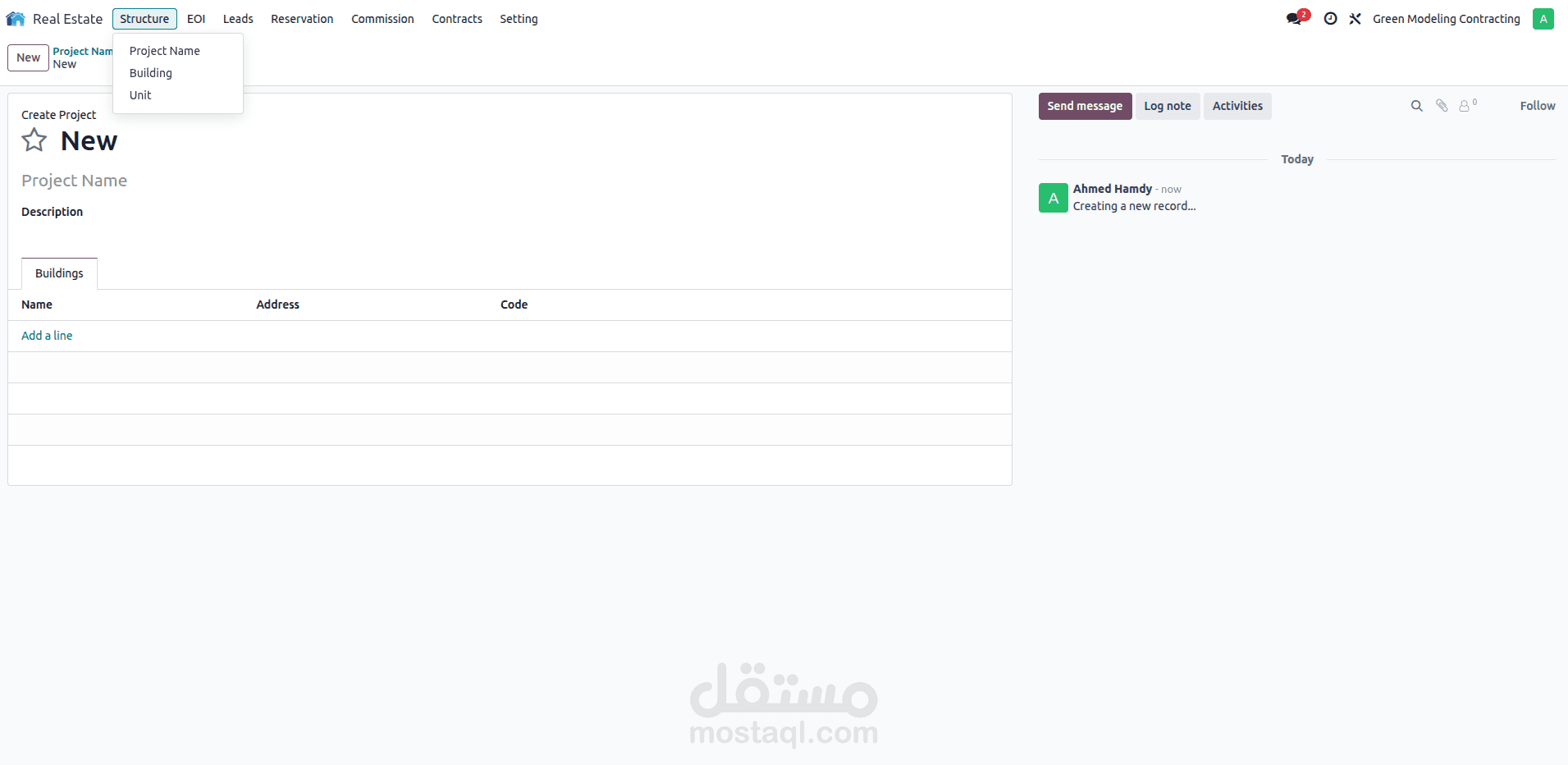 تطوير وتخصيص نظام Odoo ERP متكامل لشركة تطوير عقاري كبرى (Full-Cycle)