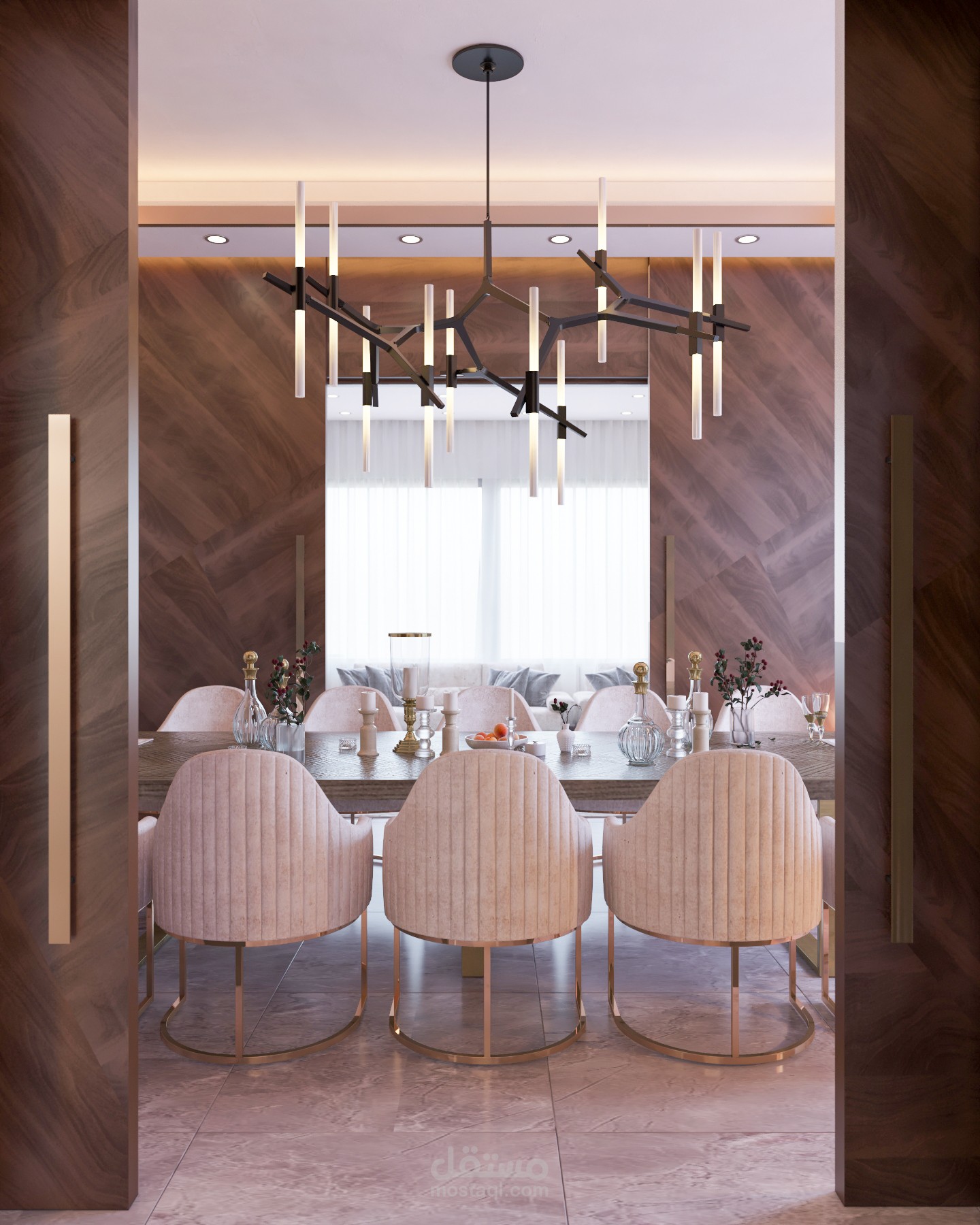 Modern Men Dining in Villa at KSA